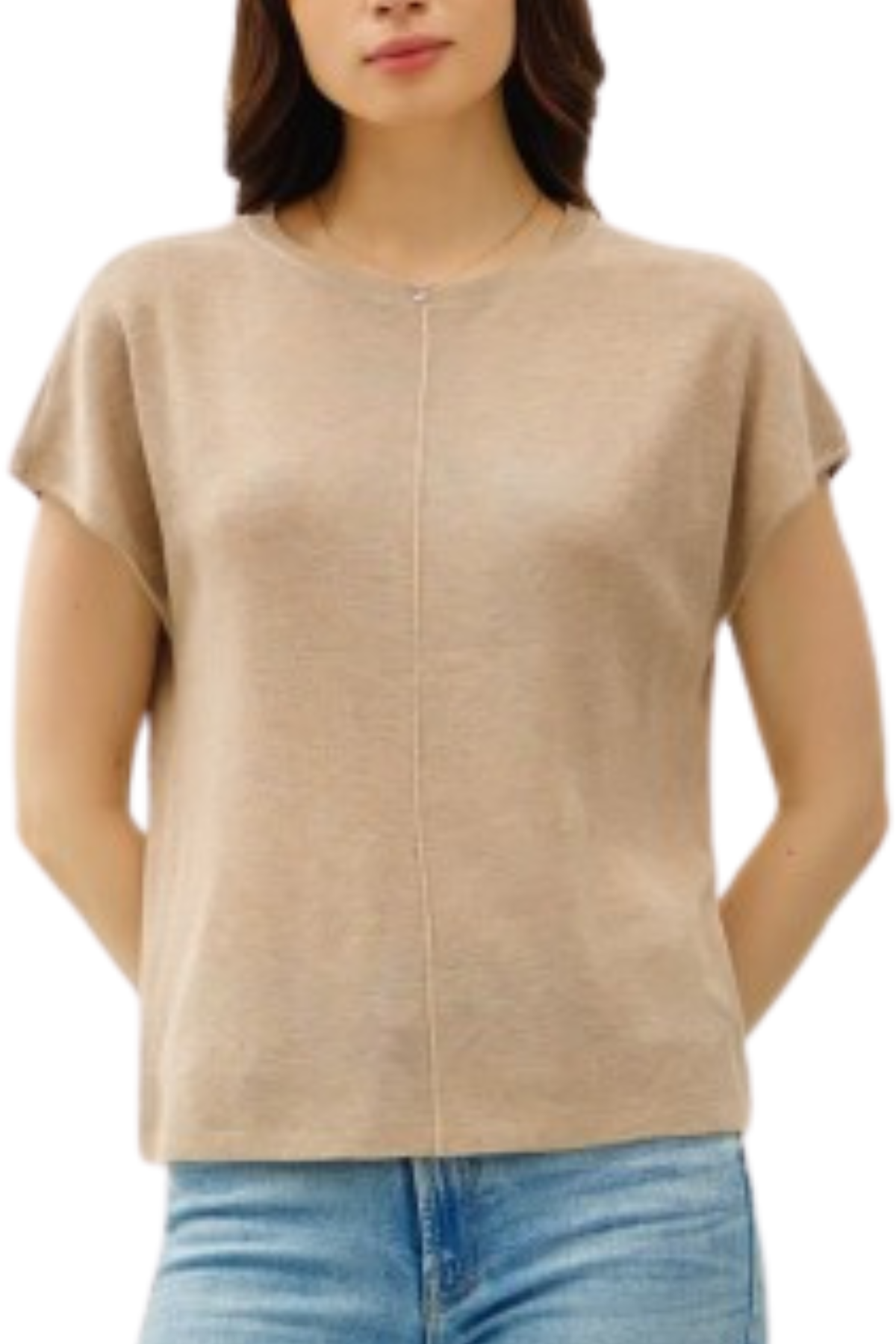Gina Cap Sleeve Tee - Taupe