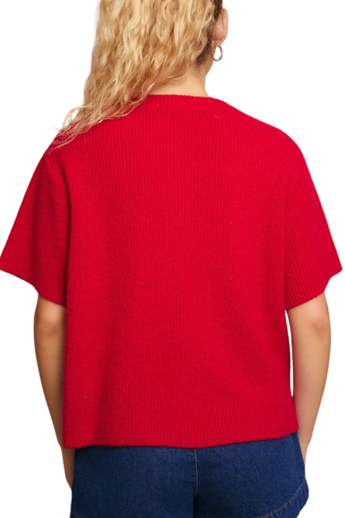 Milana Short Sleeve Cardigan - Red