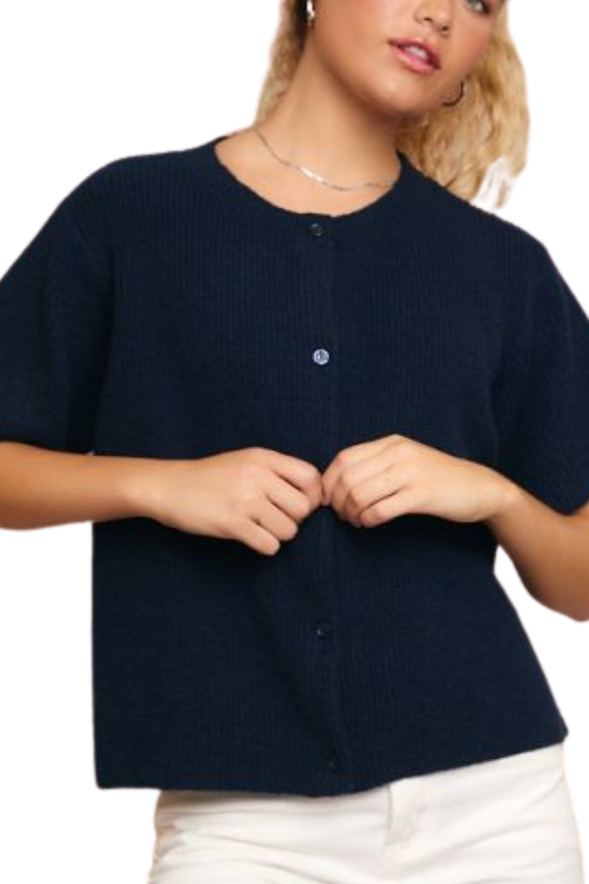Milana Short Sleeve Cardigan - Navy