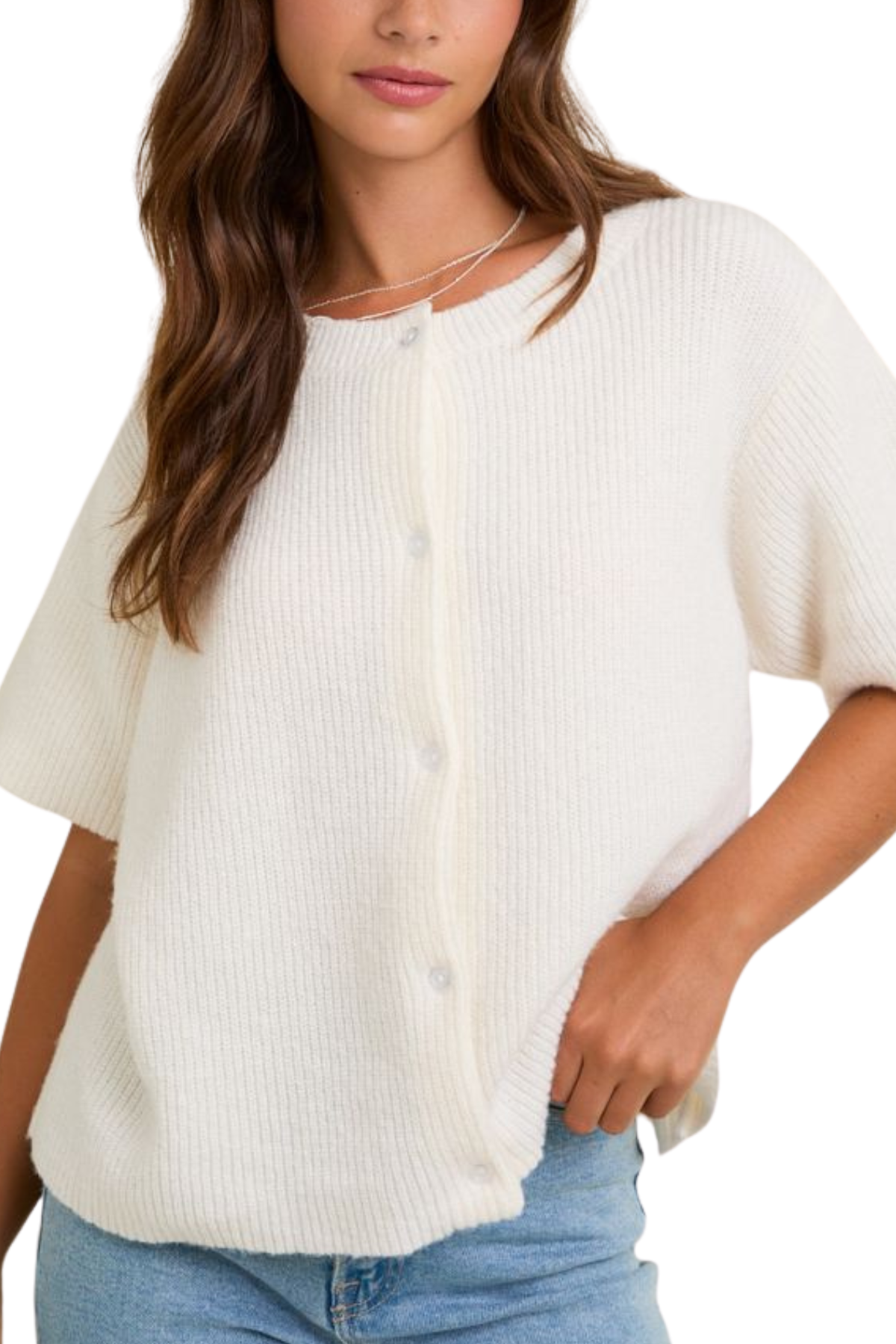 Milana Short Sleeve Cardigan - Cream