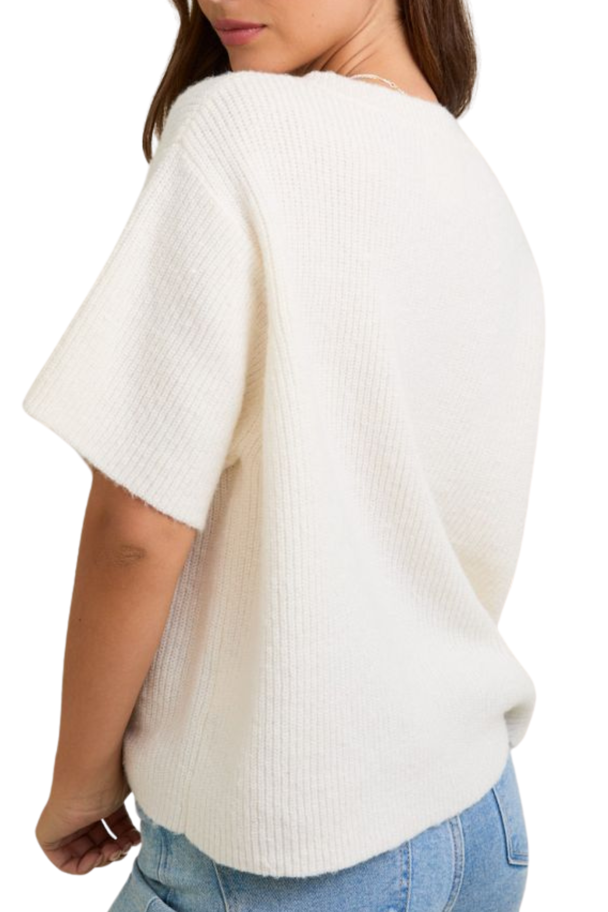 Milana Short Sleeve Cardigan - Cream