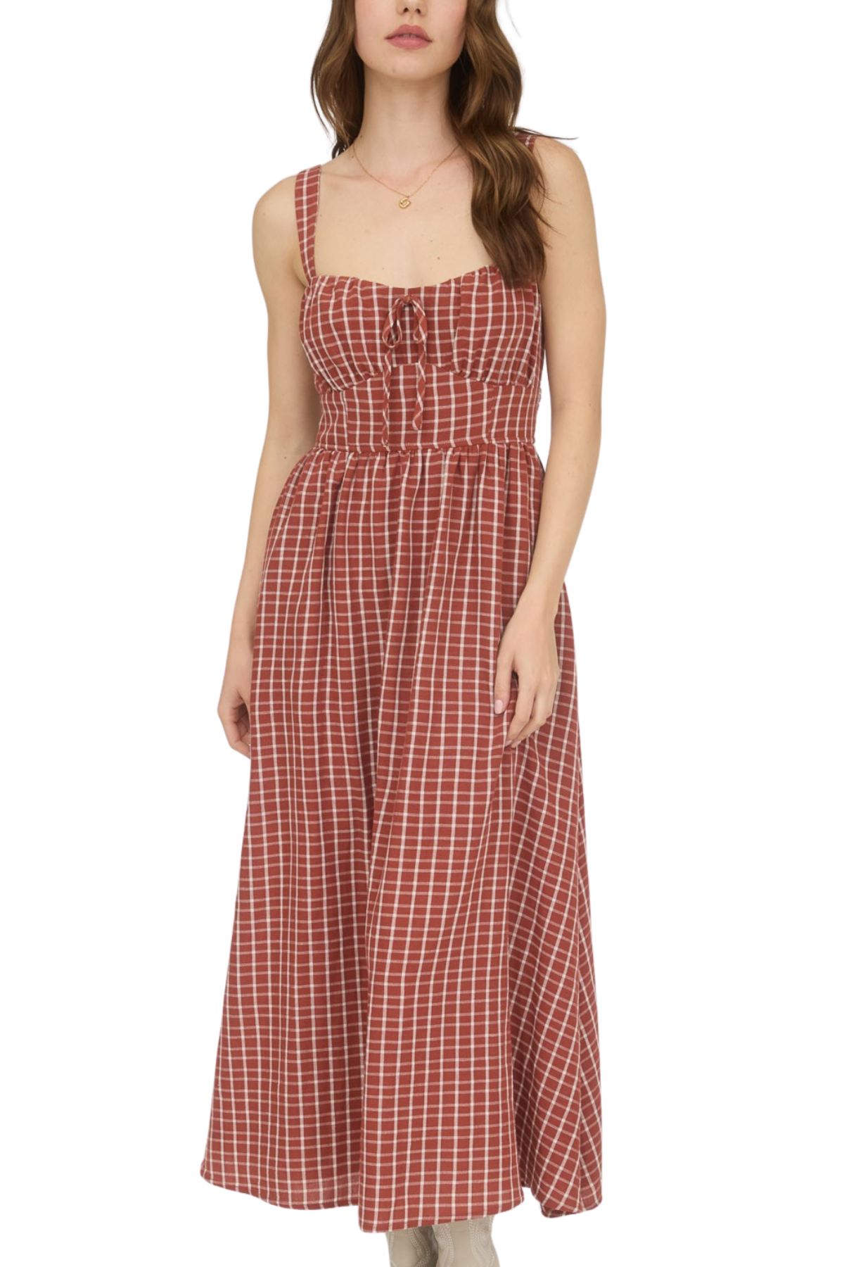 Antonia Plaid Midi Dress