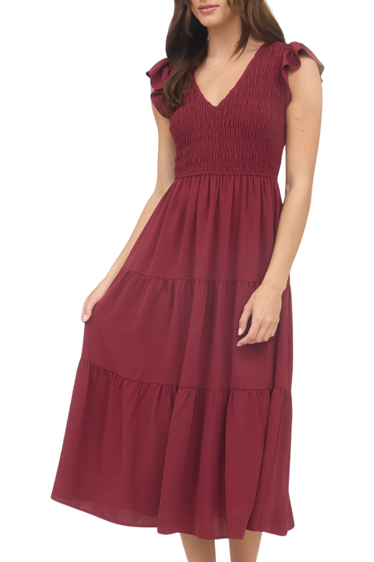Jenna Flutter Sleeve Midi Dress