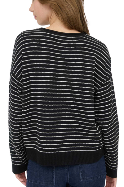 Lydia Stripe Knit Cardigan - Black