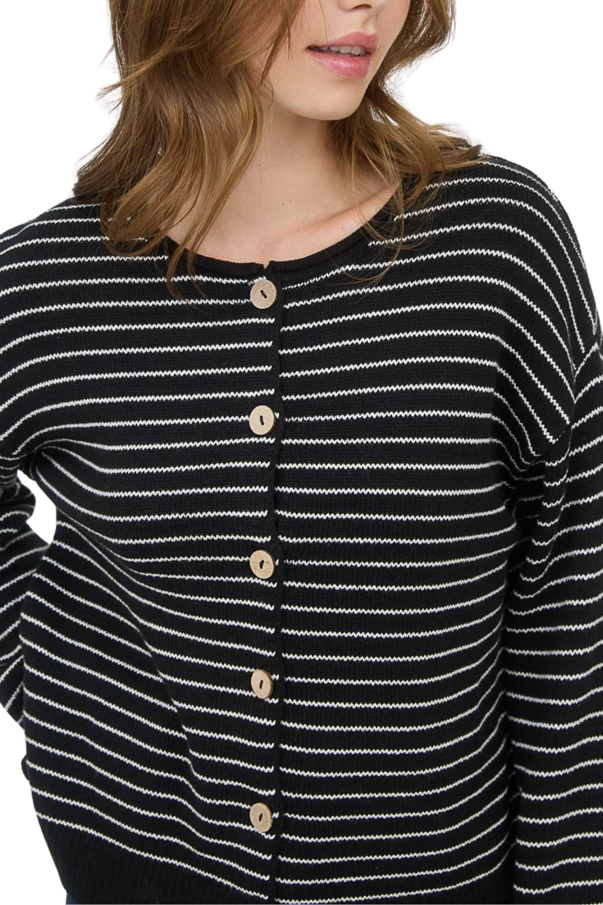 Lydia Stripe Knit Cardigan - Black