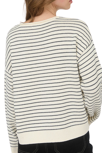 Lydia Stripe Knit Cardigan - Cream