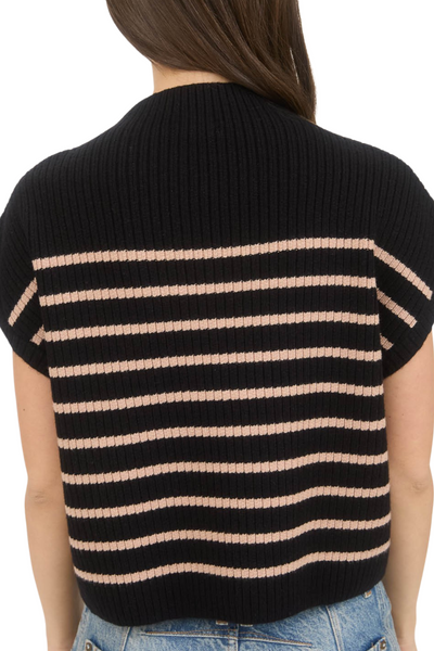 Elaina Stripe Knit Top - Black