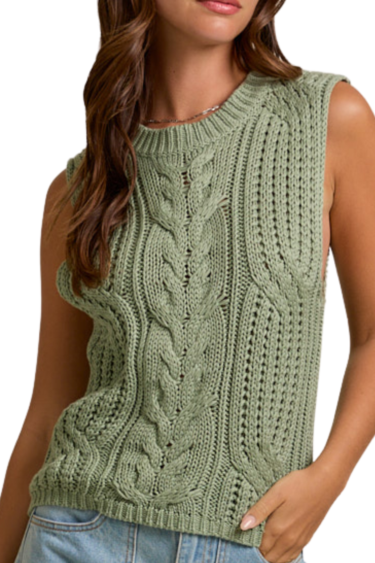 Cecilia Sleeveless Sweater Vest - Sage