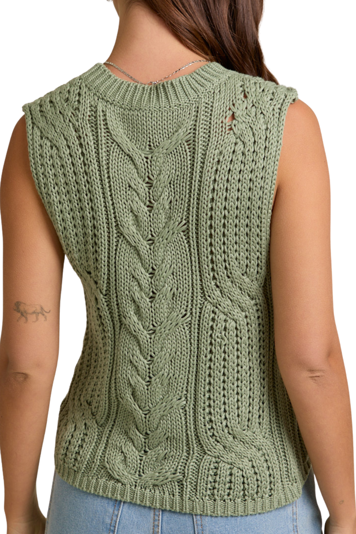 Cecilia Sleeveless Sweater Vest - Sage