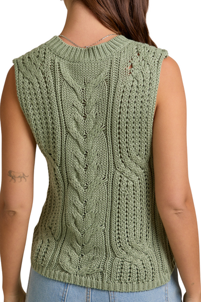 Cecilia Sleeveless Sweater Vest - Sage