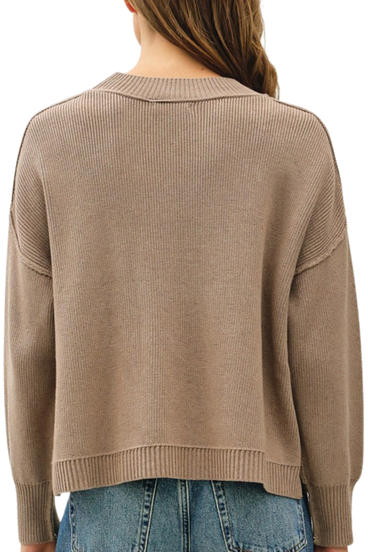 Evelina Ribbed Knit Sweater - Mocha