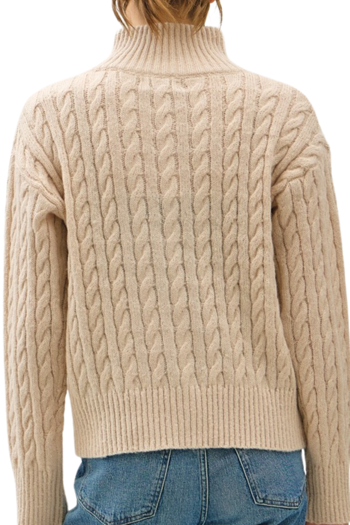 Annie Cable Knit Zip Up Sweater - Beige