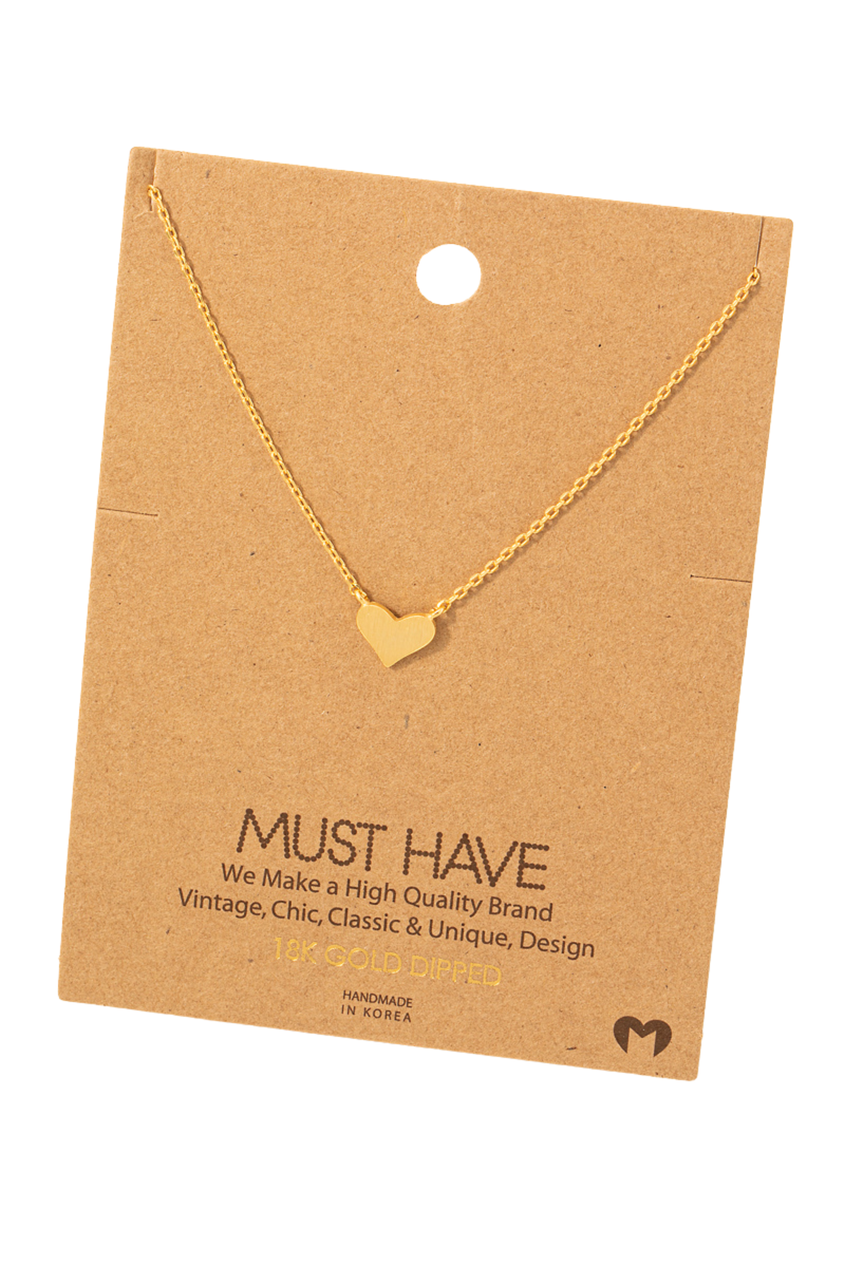 Brushed Heart Pendant Necklace