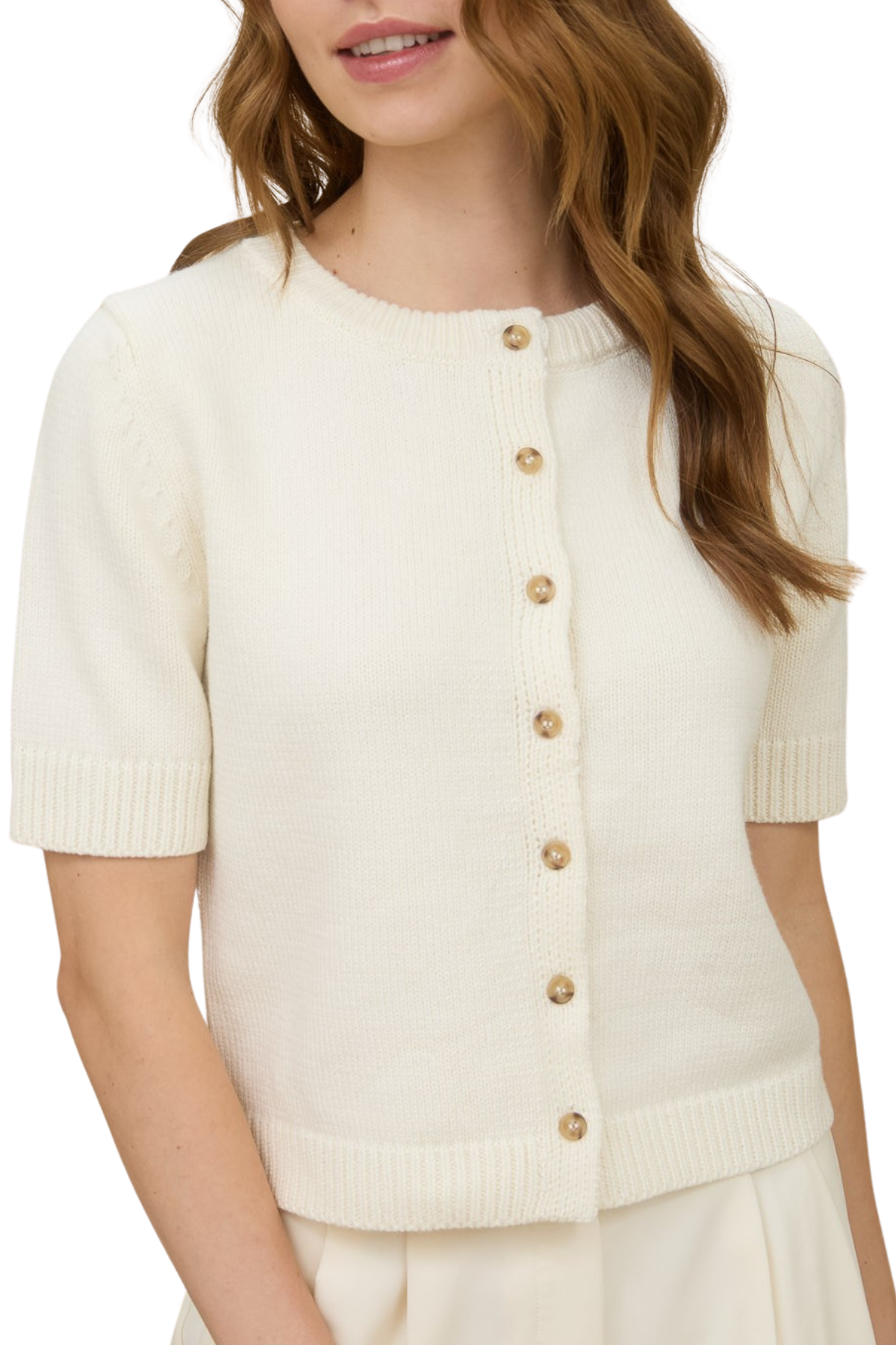 Millie Short Sleeve Cardigan - Ivory
