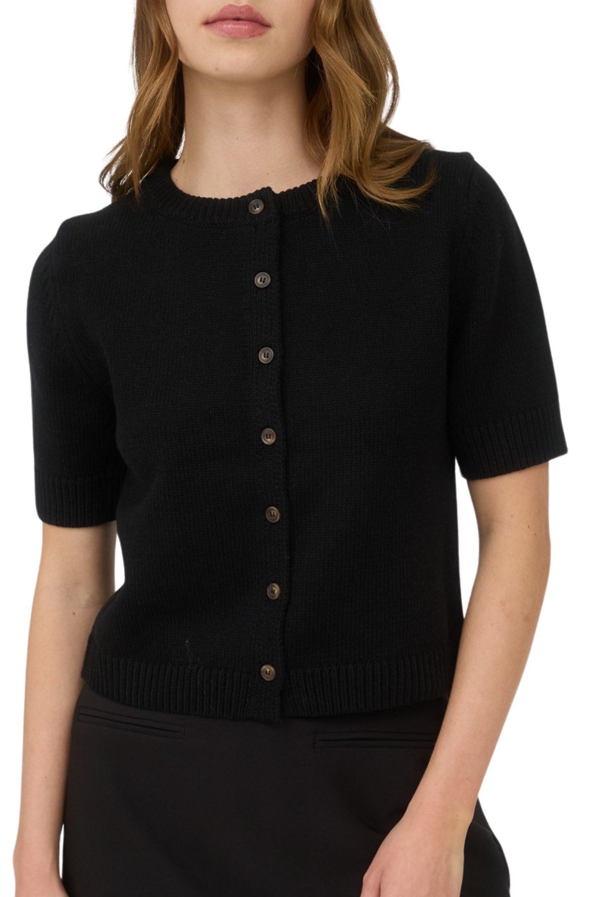 Millie Short Sleeve Cardigan - Black