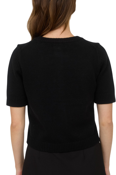 Millie Short Sleeve Cardigan - Black