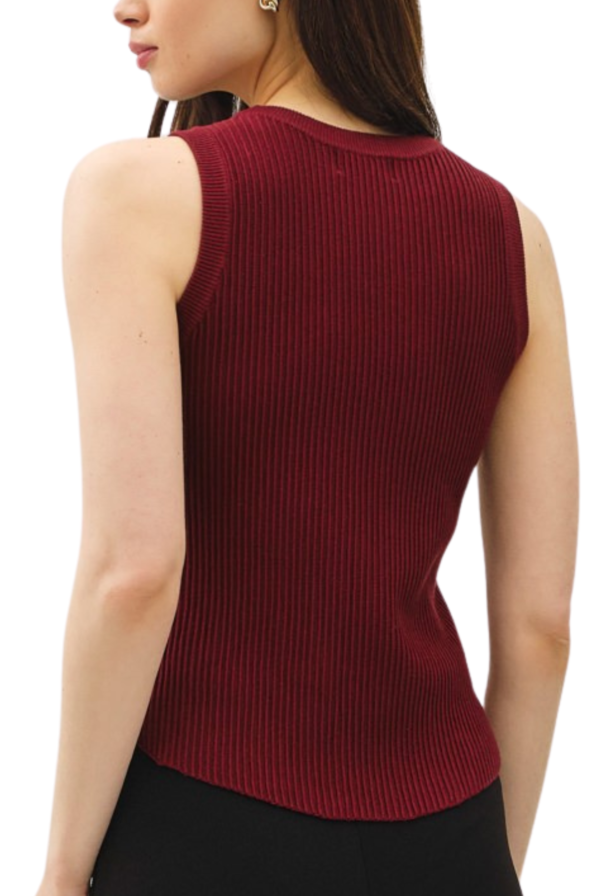 Nina Ribbed Tank - Merlot