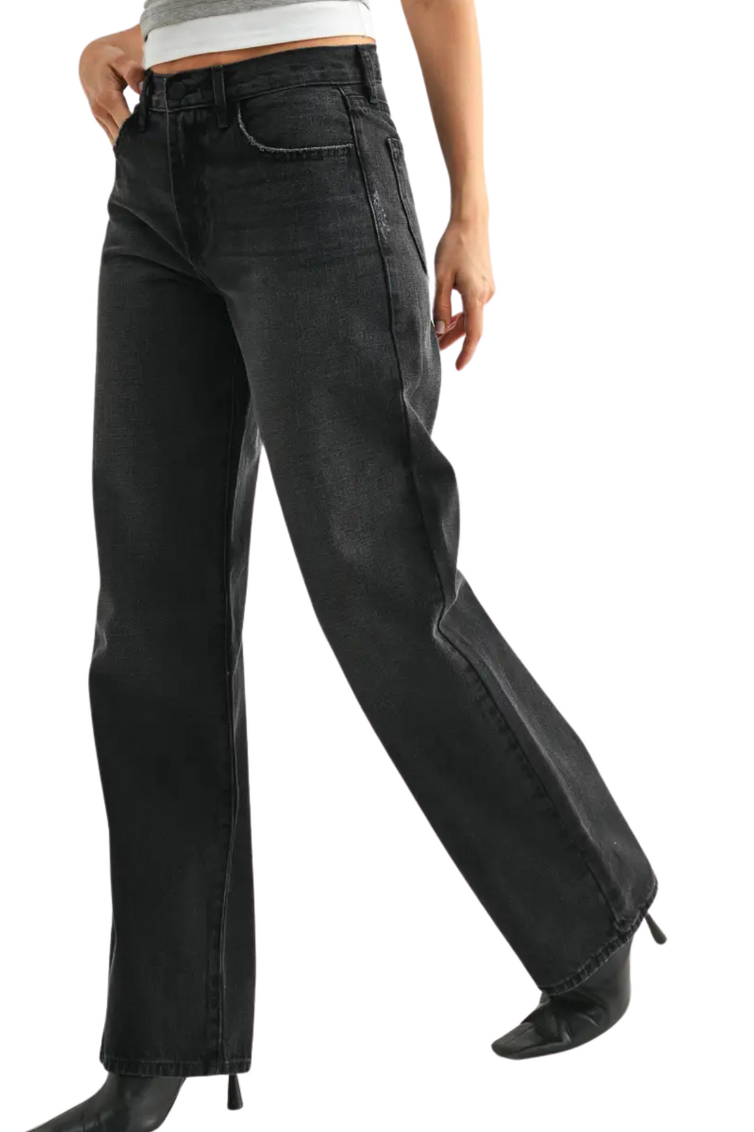 Just Black Relaxed Straight Denim - Washed Black – Frakas Boutique
