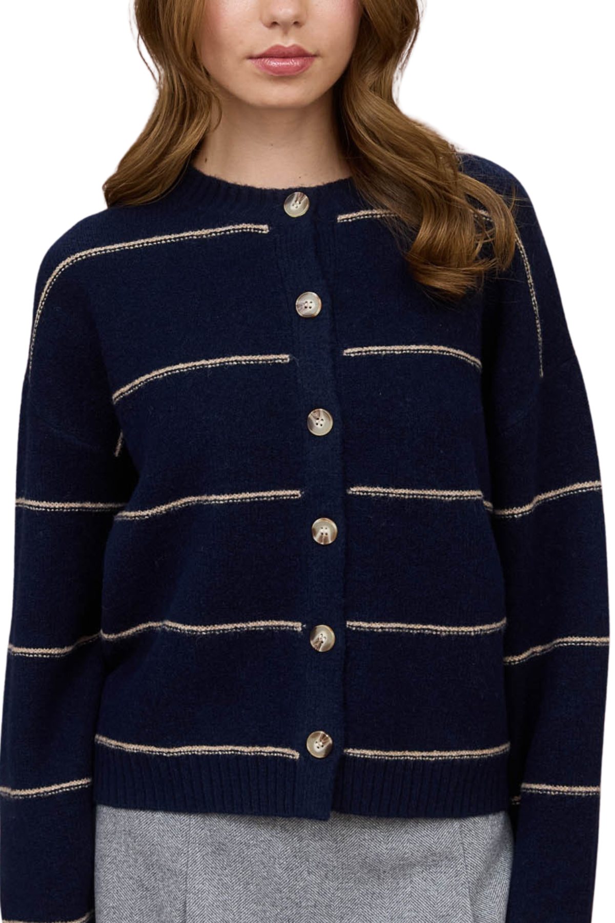 Anna Button Cardigan - Navy