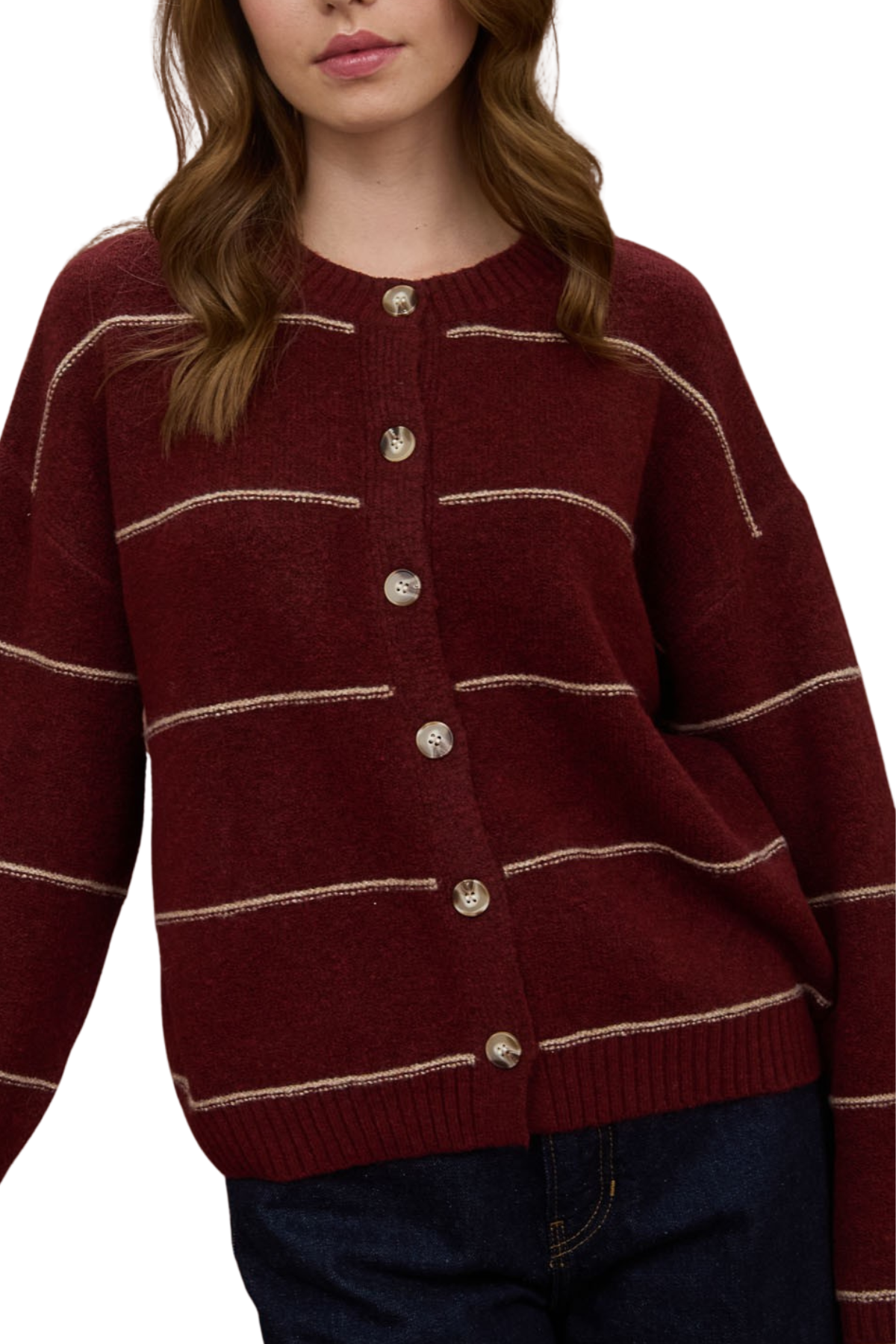 Anna Button Cardigan - Burgundy