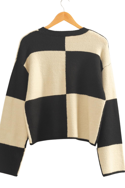 Heidi Checkered Sweater - Black