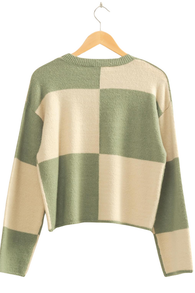 Heidi Checkered Sweater - Sage