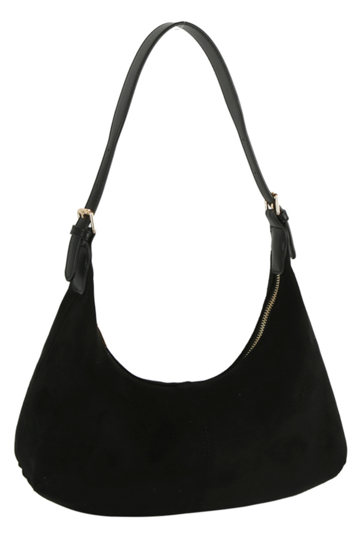 Kira Suede Shoulder Bag - Black