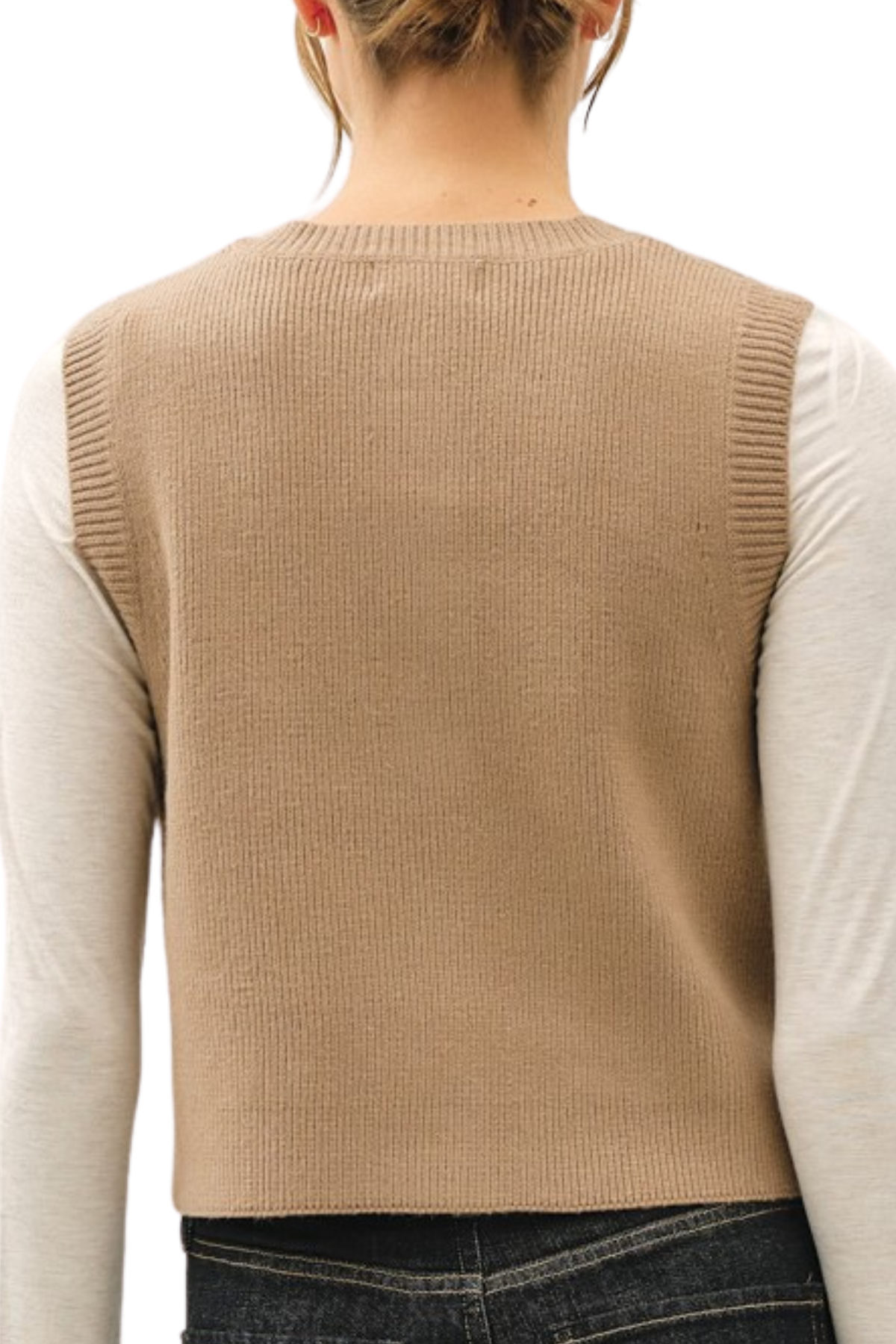 Marley Button Vest - Mocha