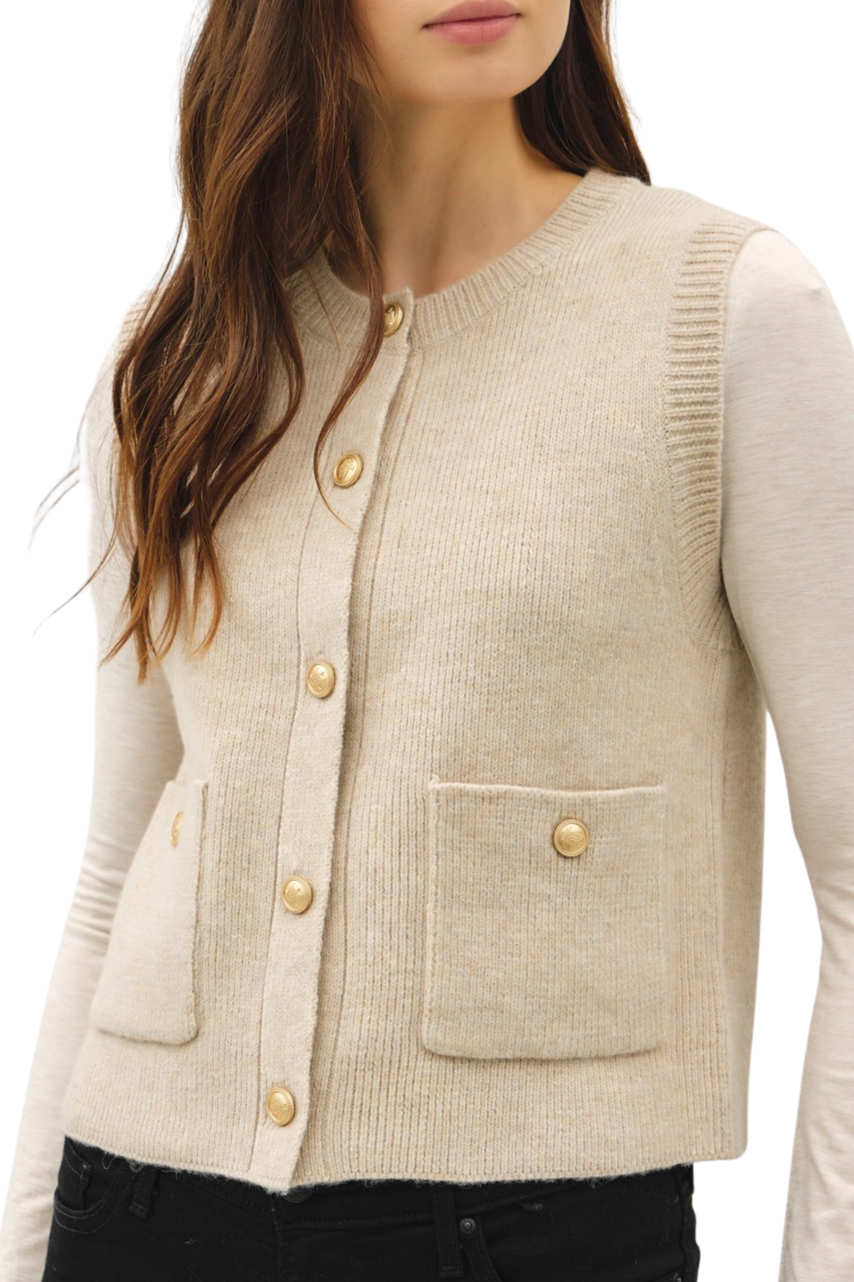 Marley Button Vest - Beige