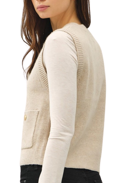 Marley Button Vest - Beige