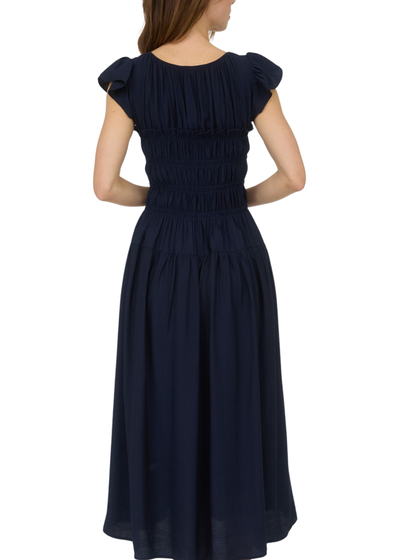 Madi Flutter Sleeve Midi Dress - Navy