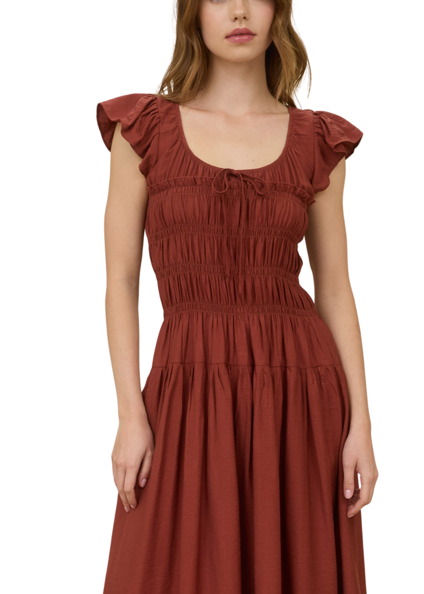 Madi Flutter Sleeve Midi Dress - Sienna