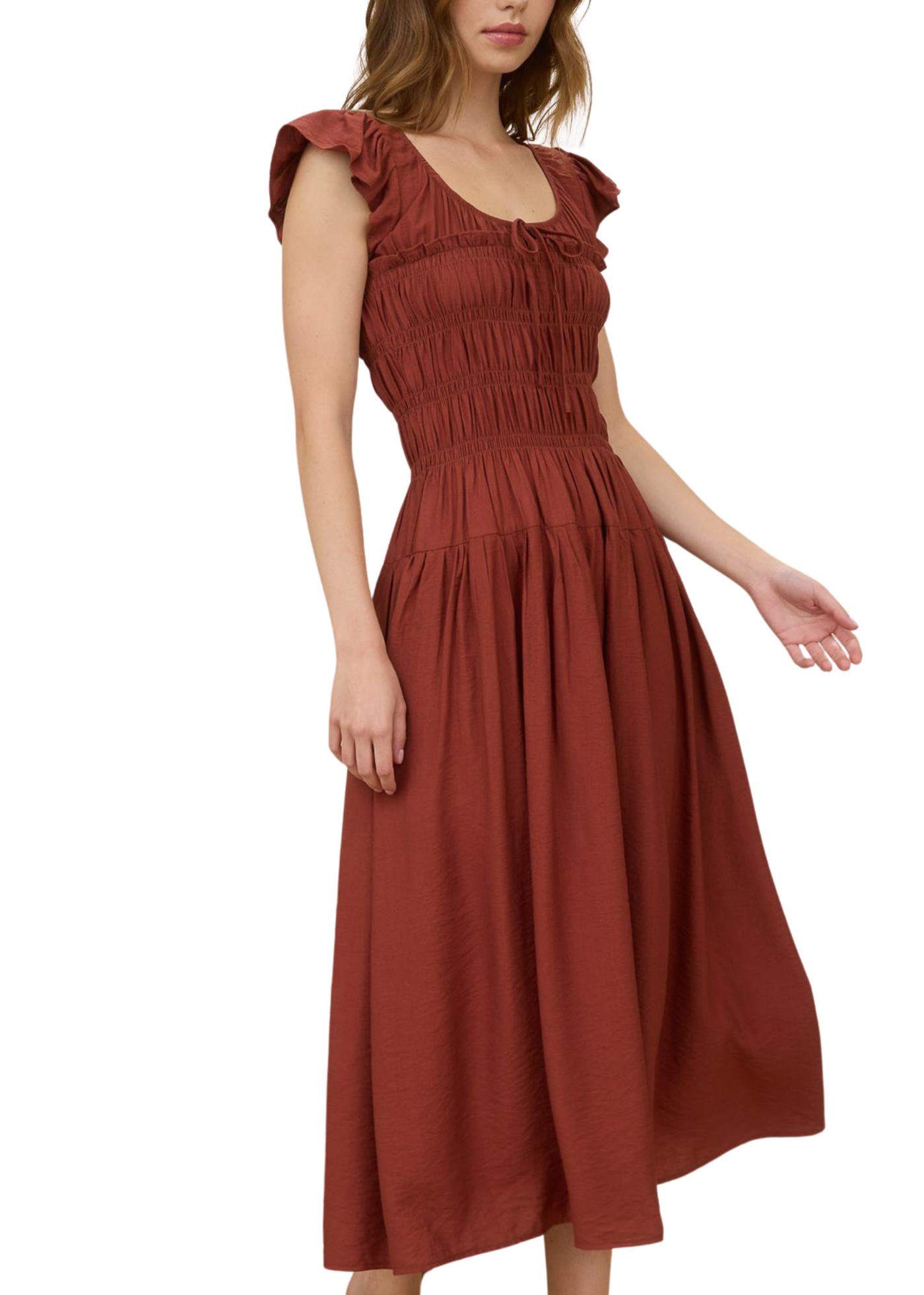 Madi Flutter Sleeve Midi Dress - Sienna