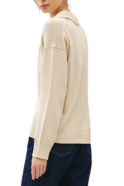 Collared Henley Sweater - Cream