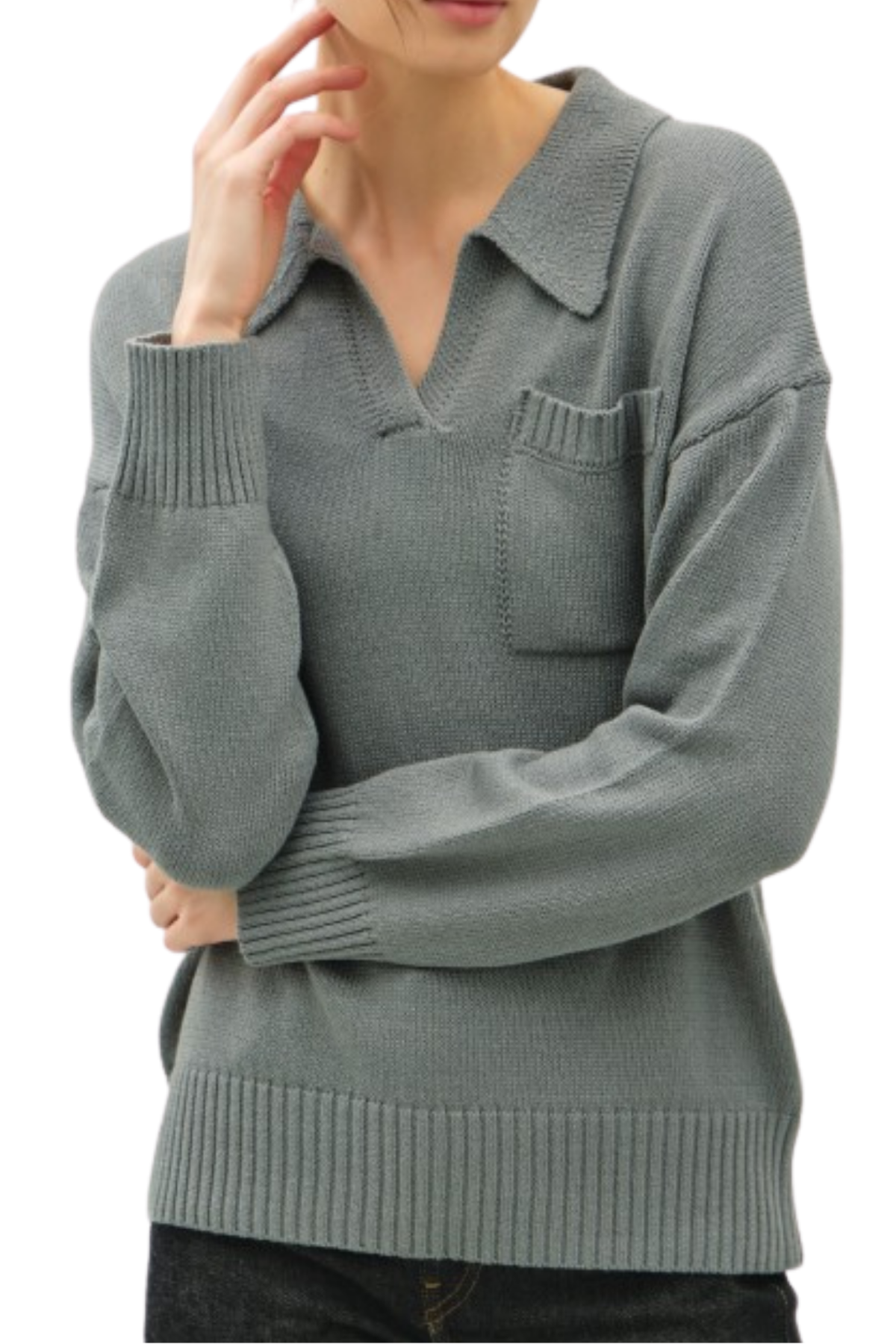 Collared Henley Sweater - Teal