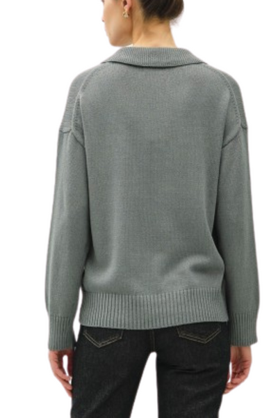 Collared Henley Sweater - Teal