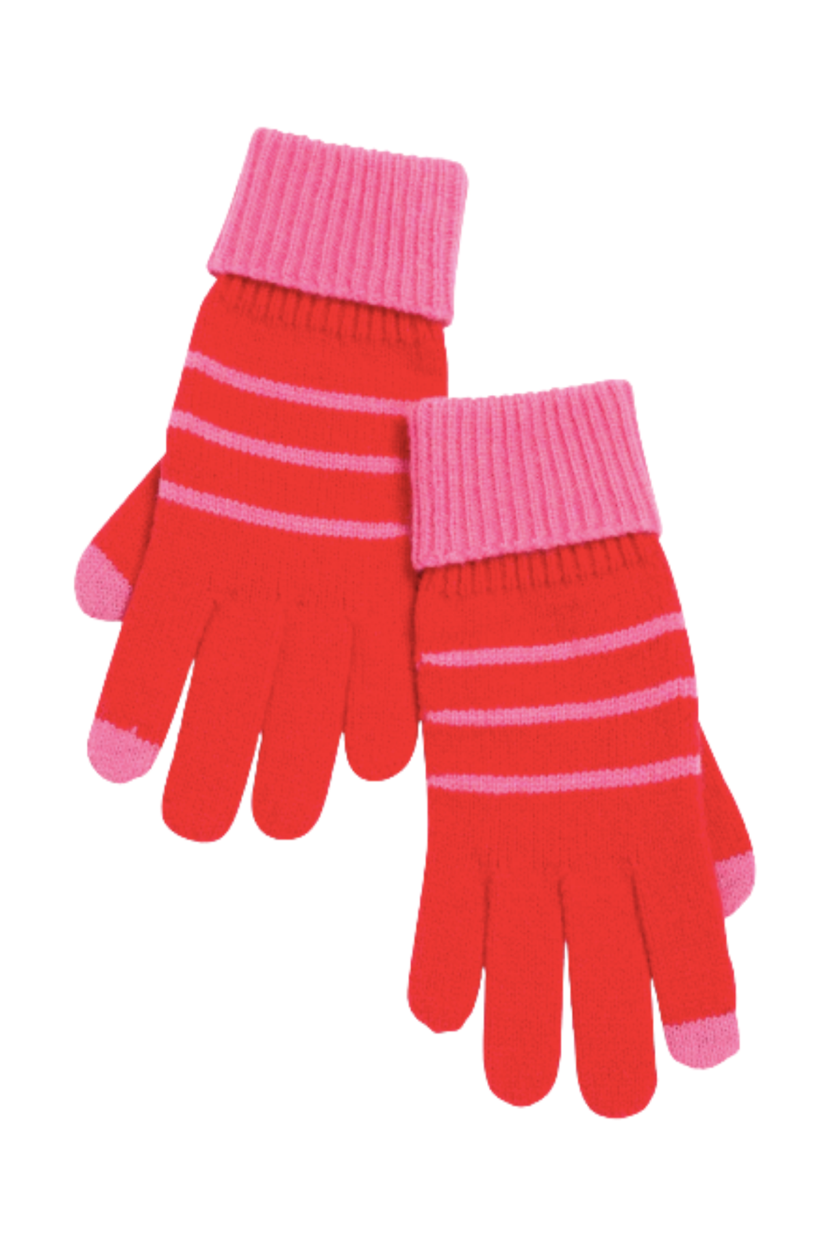 Striped Touch Screen Gloves - Red