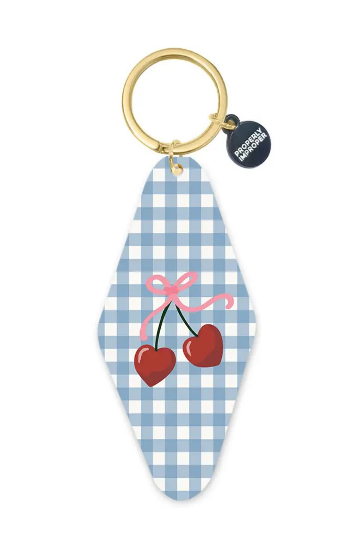 Gingham Cherry Printed Keychain