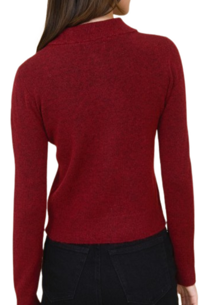 Amelia Collared Cardigan - Maroon