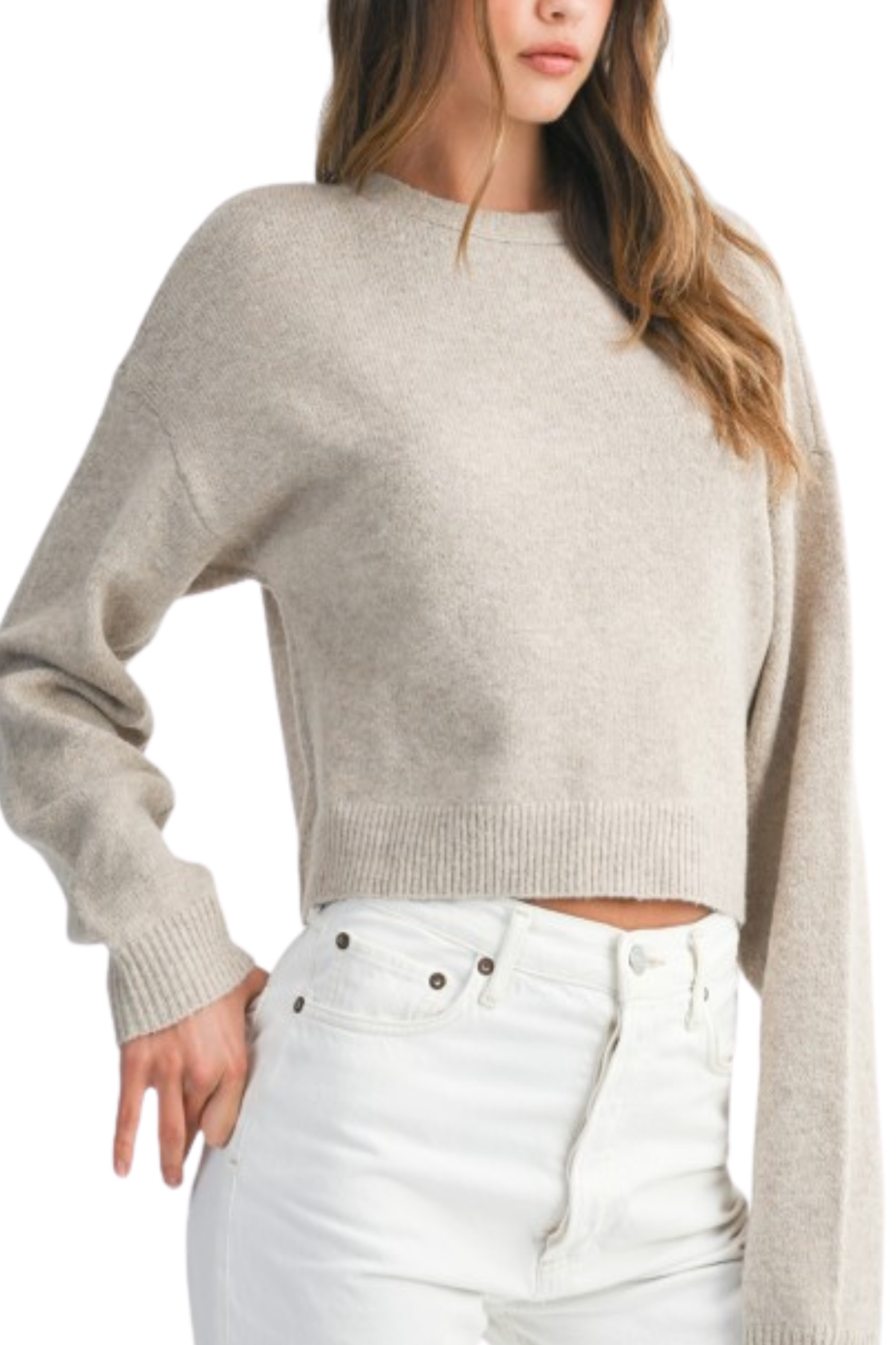 Angela Reversible Bow Sweater - Taupe