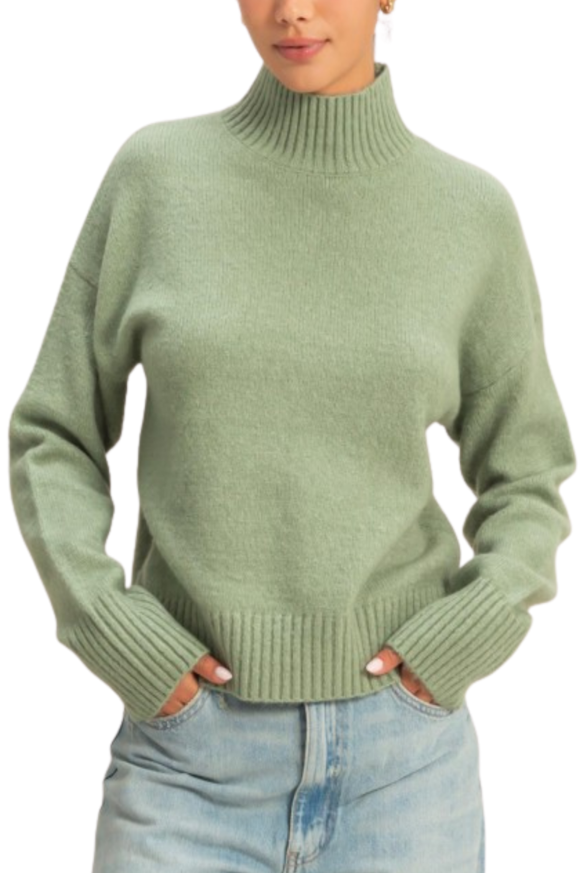 Eliana Mock Neck Sweater - Heather Grey