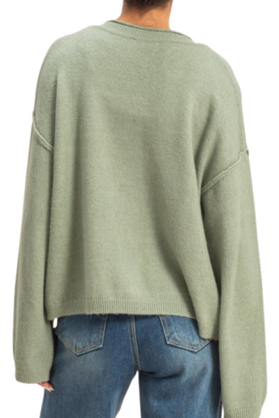 Lucy Roll Neck Cardigan - Sage Green