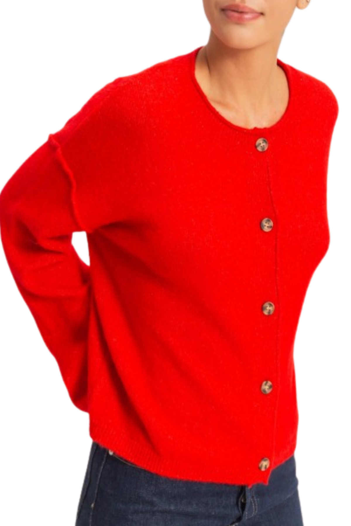 Lucy Roll Neck Cardigan - Red