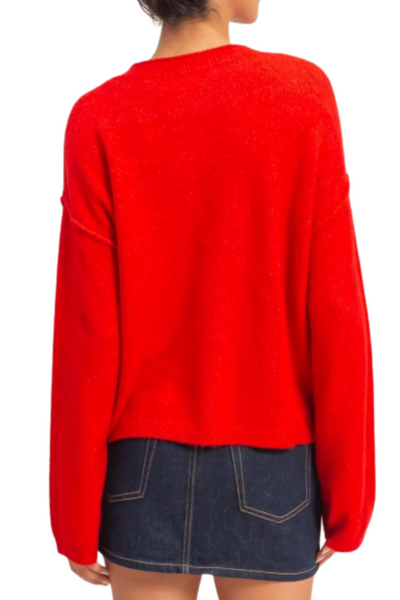 Lucy Roll Neck Cardigan - Red