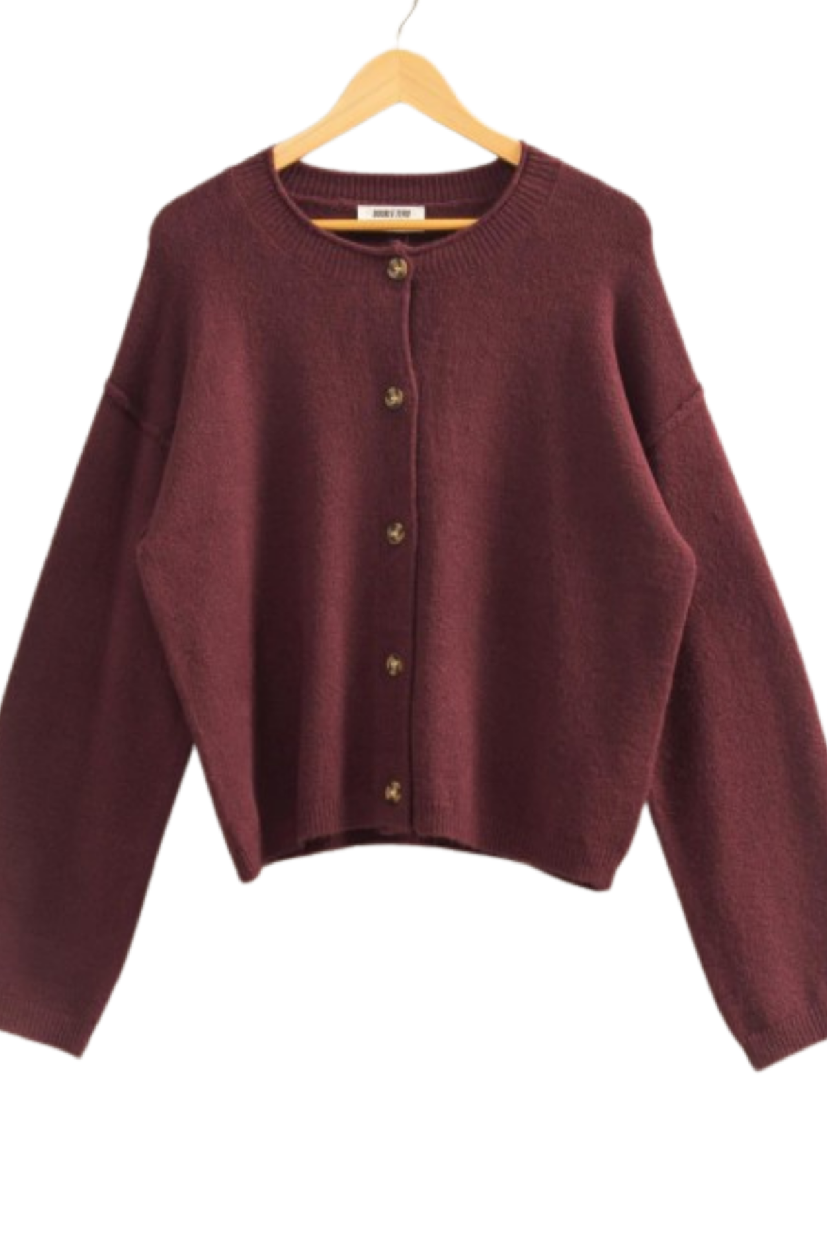 Lucy Roll Neck Cardigan - Cherry