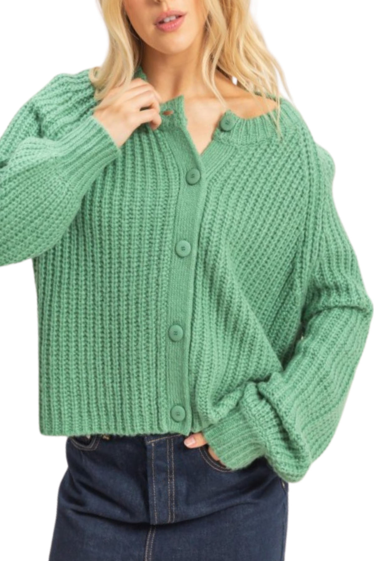 Lulu Chunky Knit Cardigan - Pistachio