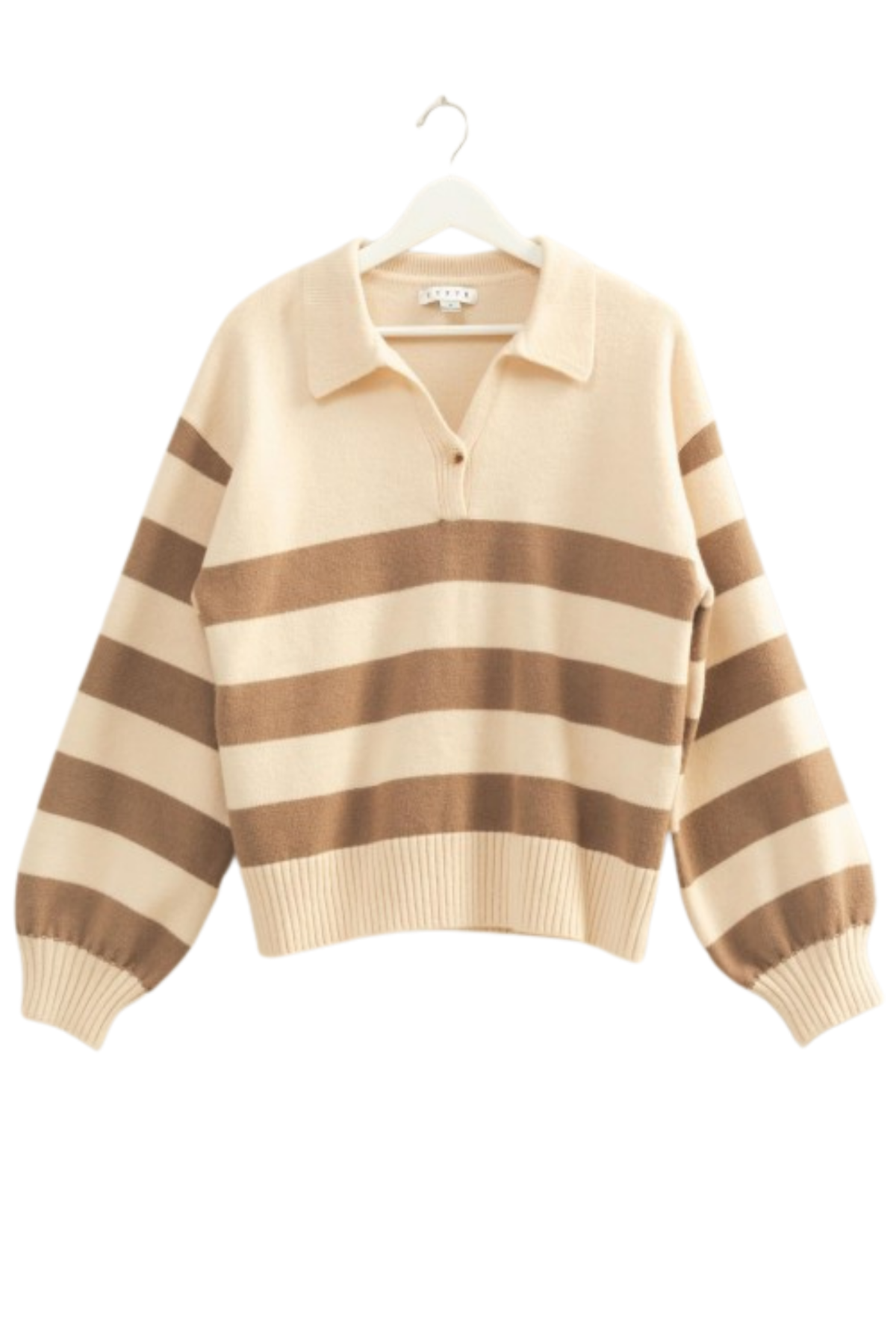 Rory Striped Polo Knit - Taupe