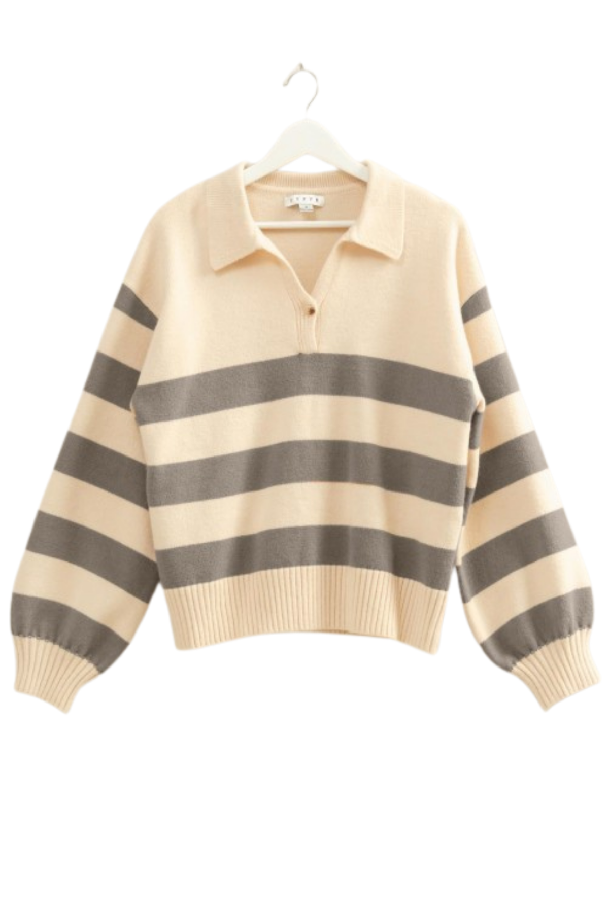 Rory Striped Polo Knit - Grey