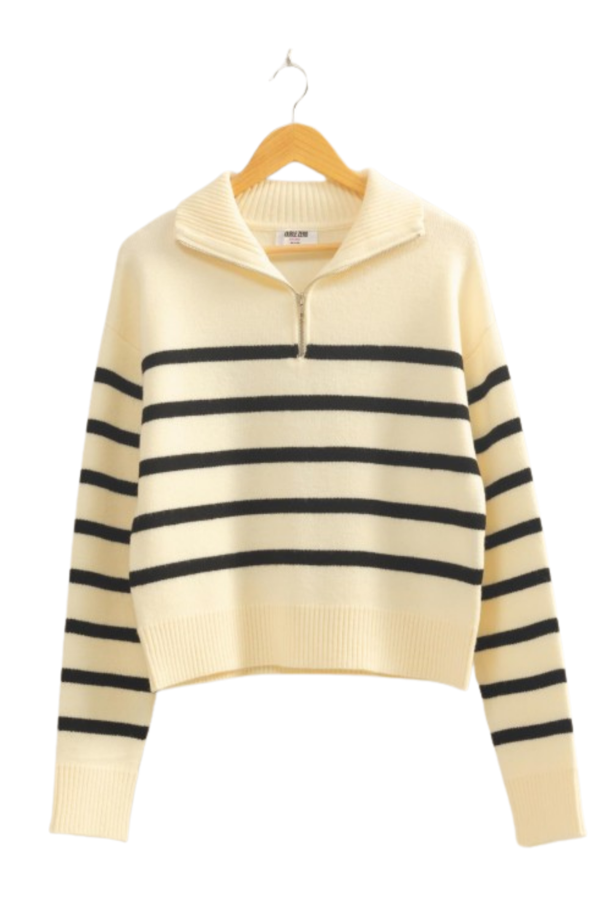 Beck Striped Half Zip Sweater - Black