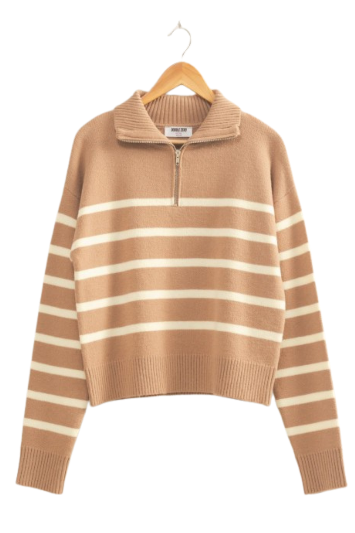 Beck Striped Half Zip Sweater - Taupe